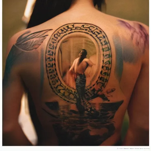 Image similar to a good morning back tattoo, by annie leibovitz and steve mccurry, natural light canon eos c 3 0 0, ƒ 1. 8, 3 5 mm, 8 k, medium - format print