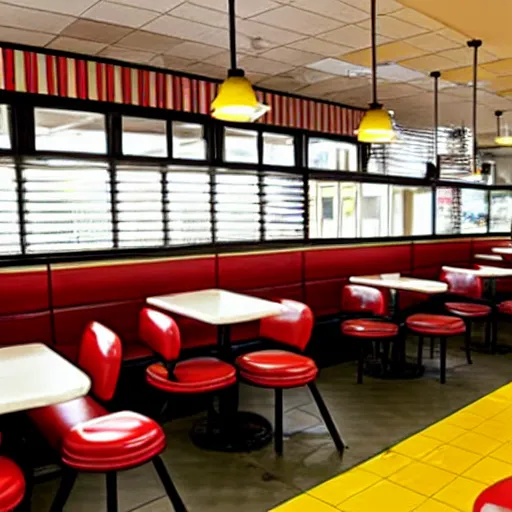 Prompt: wafflehouse interior