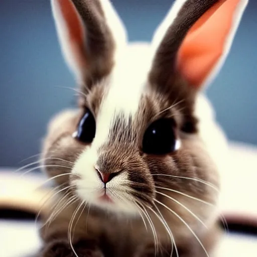 Prompt: half bunny, half cat, baby animal, cute, adorable