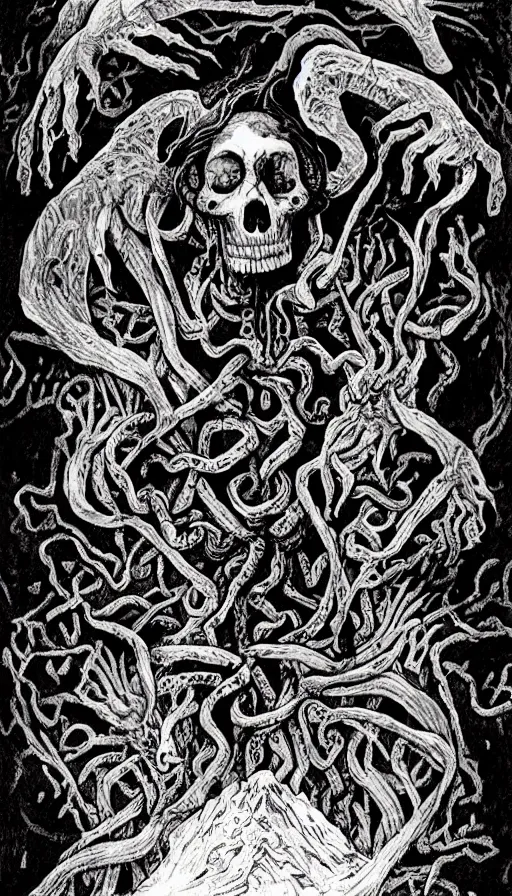 Image similar to life and death mixing together, by h. p. lovecraft