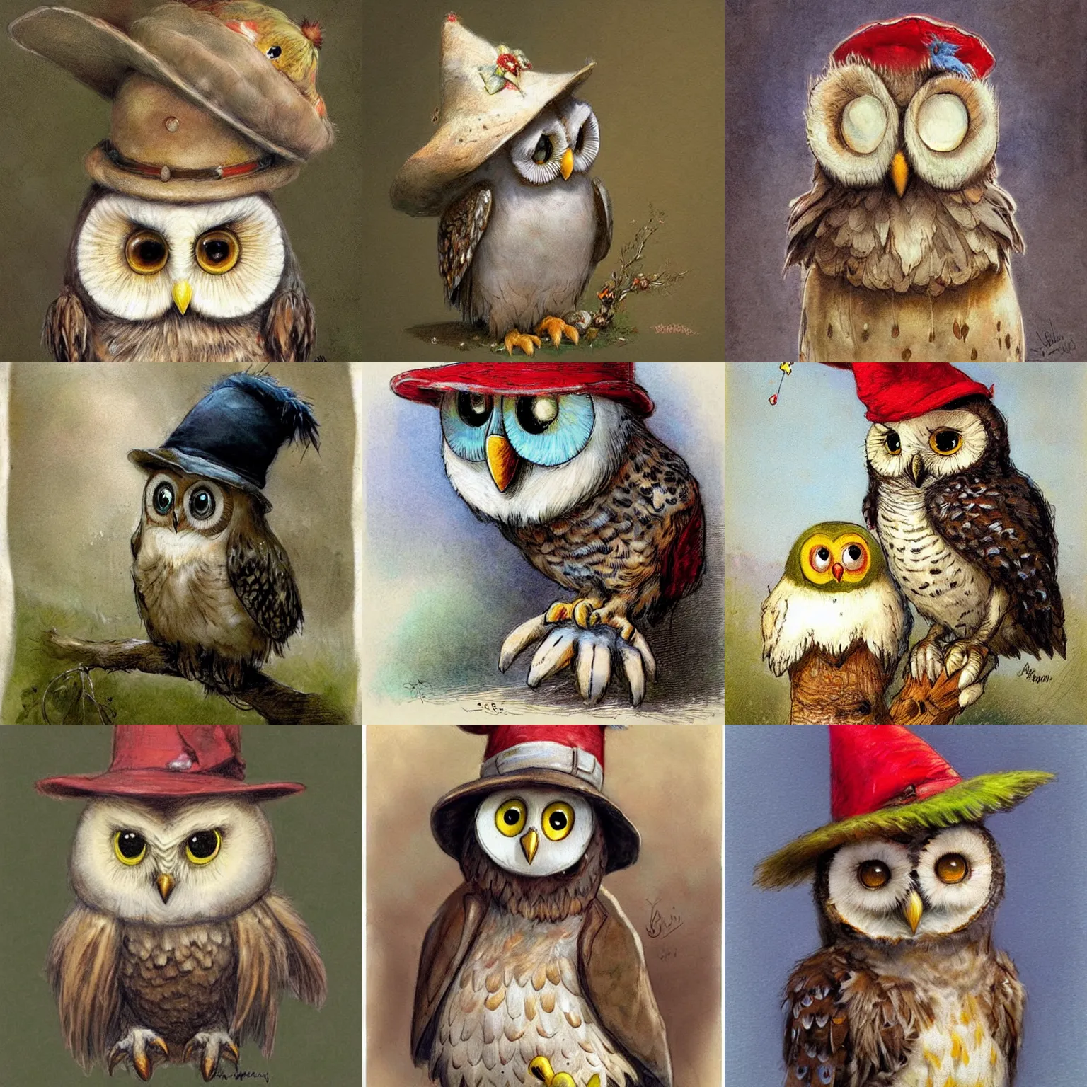 Image similar to ( ( ( shy guy ) ) ) by jean baptiste monge!!!! birthday owl in a pary hat