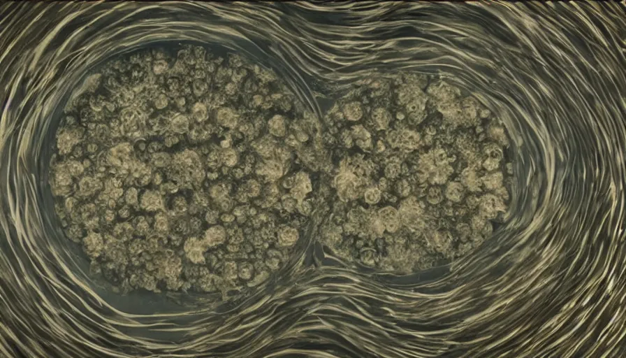 Prompt: bacterial growth in a giant petri dish, by santiago ramon y cajal, cinematic lighting, establishing shot