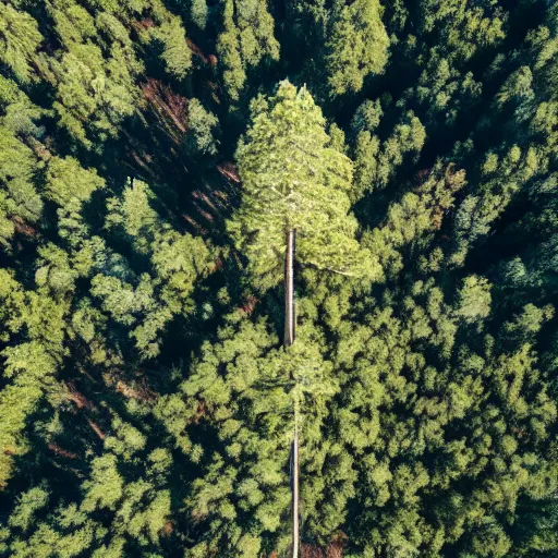 Prompt: aerial photo of the tallest tree in the world