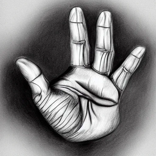 Prompt: hyper realistic drawing of a normal human hand, five fingers, normal, anatomical correct