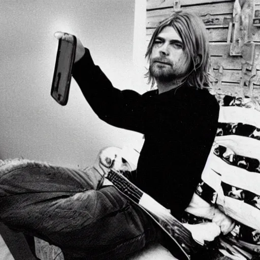 Prompt: kurt cobain taking a selfie