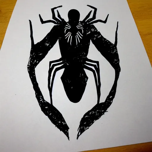 Prompt: spiderman ink blot, made out of ink