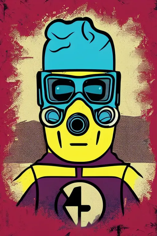 Image similar to fallout 7 6 retro futurist illustration art by butcher billy, sticker, colorful, illustration, highly detailed, simple, smooth and clean vector curves, no jagged lines, vector art, smooth andy warhol style