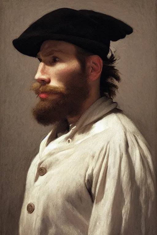 Prompt: hyper - realistic, photorealistic portrait of jerma 9 8 5, artstation, trending, smooth, sharp focus, by jean - francois millet, gustave courbet, edouard manet, ilya repin