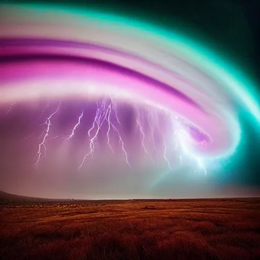 Image similar to amazing photo of a purple tornado in the sky by marc adamus, beautiful dramatic lighting