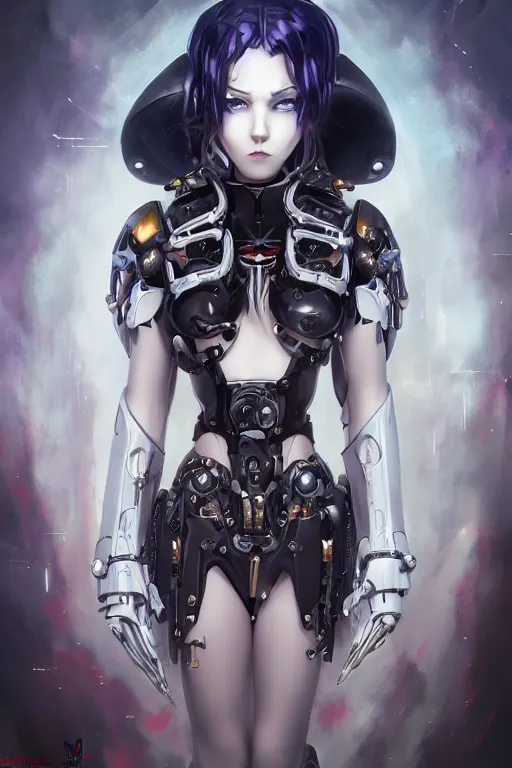 Prompt: Beautiful pale warhammer 40000 goth anime girl with mechanical wings and many wires, masterpiece 4k digital illustration by Artgerm, ghibli, Makoto Shinkai, highly detailed, trending on artstation, pixiv, award winning,
