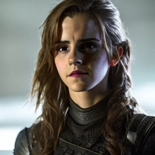 Prompt: photo of emma watson as lexa in the 1 0 0 ( tv series ), close up
