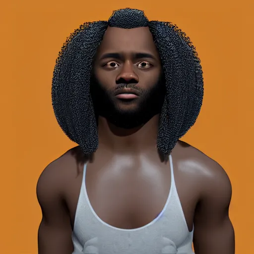 Prompt: a black man with long curly hair walking into a deep florest, digital art by Irina French. 8k, 4k, realistic, detailed, artstationHD, artstationHQ.