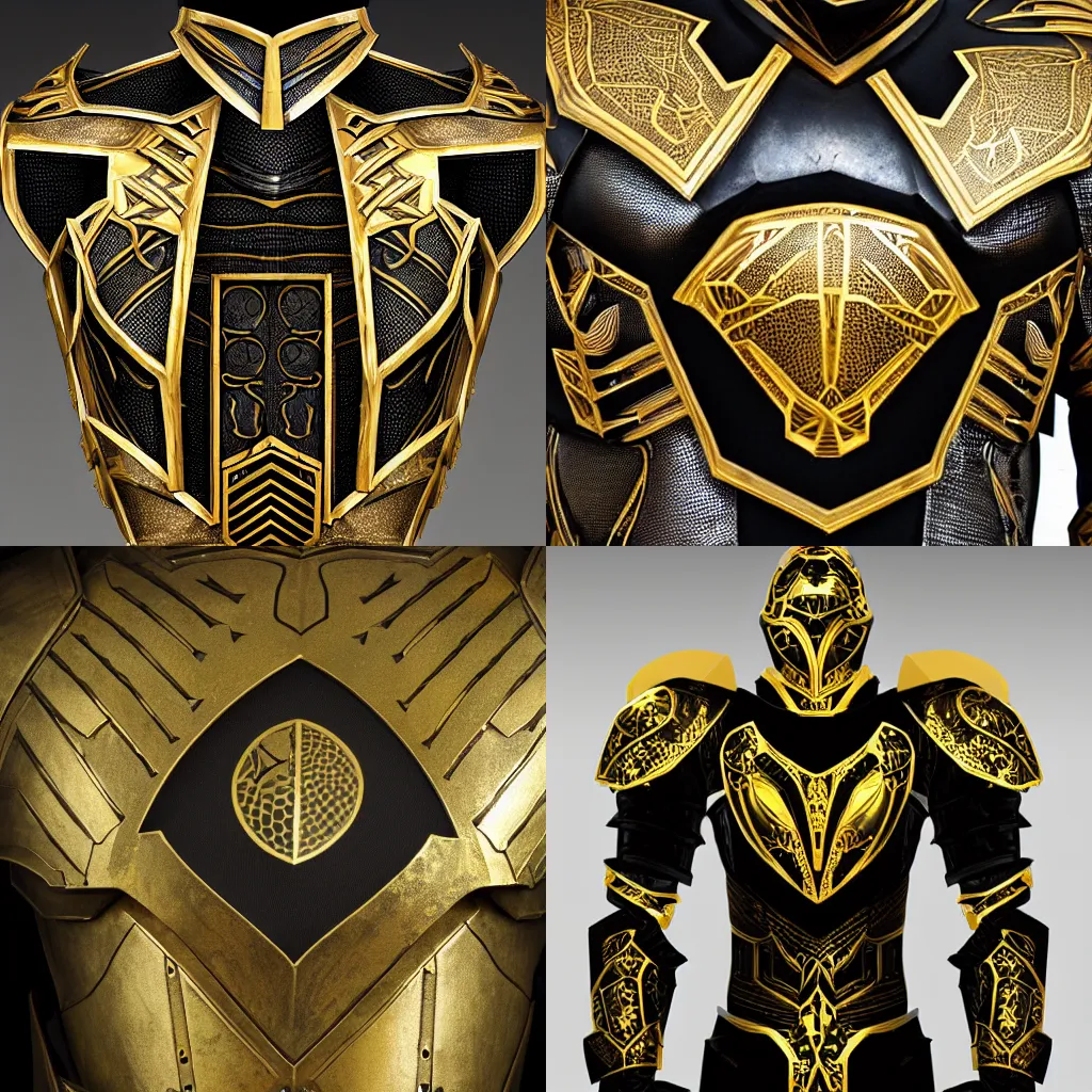 legendary armor, black with gold trim, extremely, Stable Diffusion