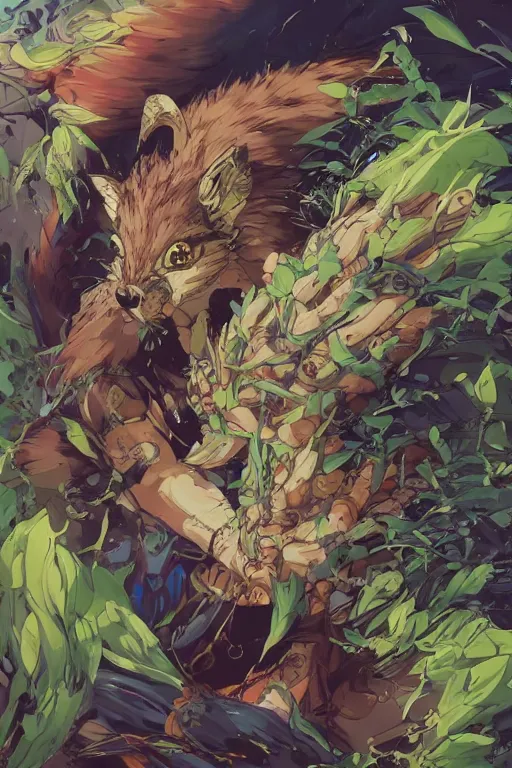 Prompt: maximalist intimidating rodent, trending on pixiv fanbox, painted by makoto shinkai takashi takeuchi studio ghibli, akihiko yoshida, yoshitaka amano, wangechi mutu, clean cel shaded vector art. shutterstock. behance hd by lois van baarle, artgerm, helen huang, rossdraws, illustration