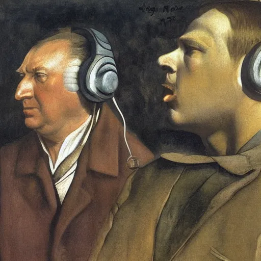 Image similar to face head whiskers ears Portrait of John Madden Hippo announcer standing atop a gridiron football field whilst wearing headphones whilst speaking into microphone booms eugene delacroix christian schad ilya repin giorgio de chirico giotto leonardo da vinci watercolor pastel oil