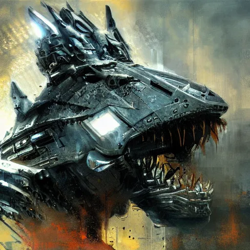 Prompt: mechagodzilla by jeremy mann