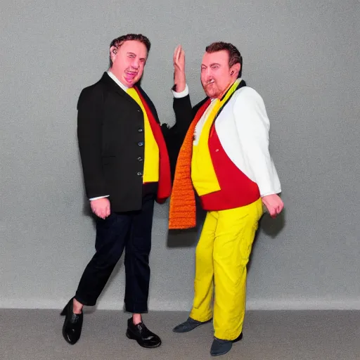 Image similar to bert & ernie as community college professors wearing leather elbow patch blazers