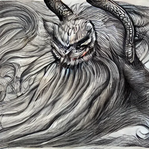 Image similar to surreal creatures drawn in ballpoint pen shading