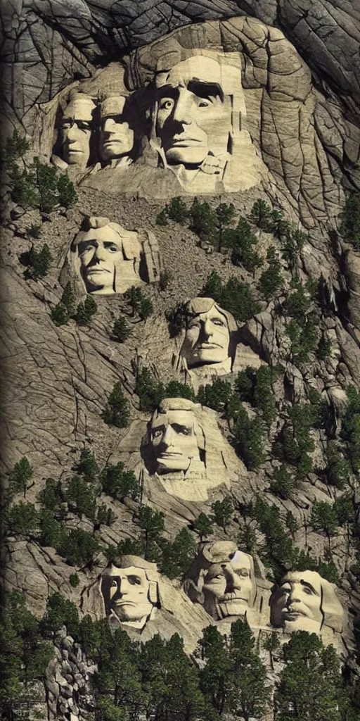 Image similar to a president's day mt. rushmore scene by alexander jansson