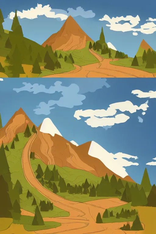 Image similar to mountaintop flat vector a storybook illustration trending on artstation