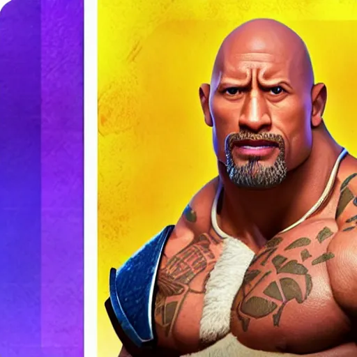 Image similar to Dwayne Johnson as a fighters card in Clash Royale