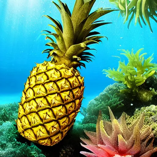 Prompt: underwater pineapple