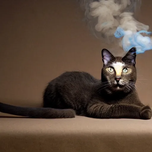 Prompt: a cat made out of smoke