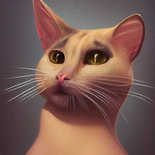 Image similar to hybrid of mouse and cat, half cat - half mouse, digital art, photo realistic, highly detailed, art by george stubbs, anton fadeev, james gurney, ilya kuvshinov