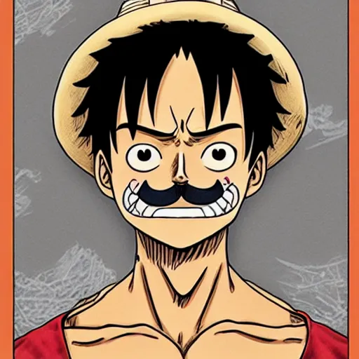 Prompt: [ luffy mustache ] ( by george morikawa )