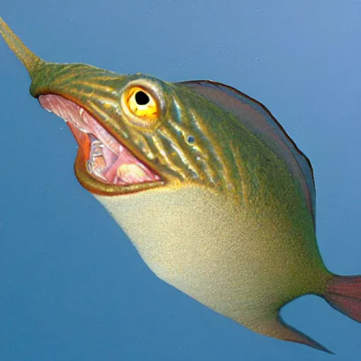 Image similar to gollum - faced fish