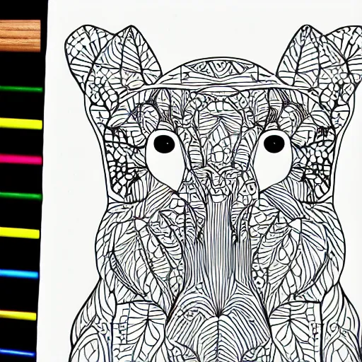 Prompt: picture of an animal from a children's colouring book, simplified line art