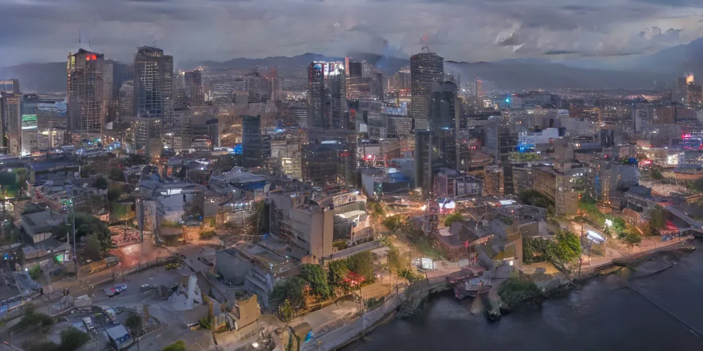 Prompt: Fukuoka City, cinematic lighting, detailed oil painting, unreal 5 render, 8k