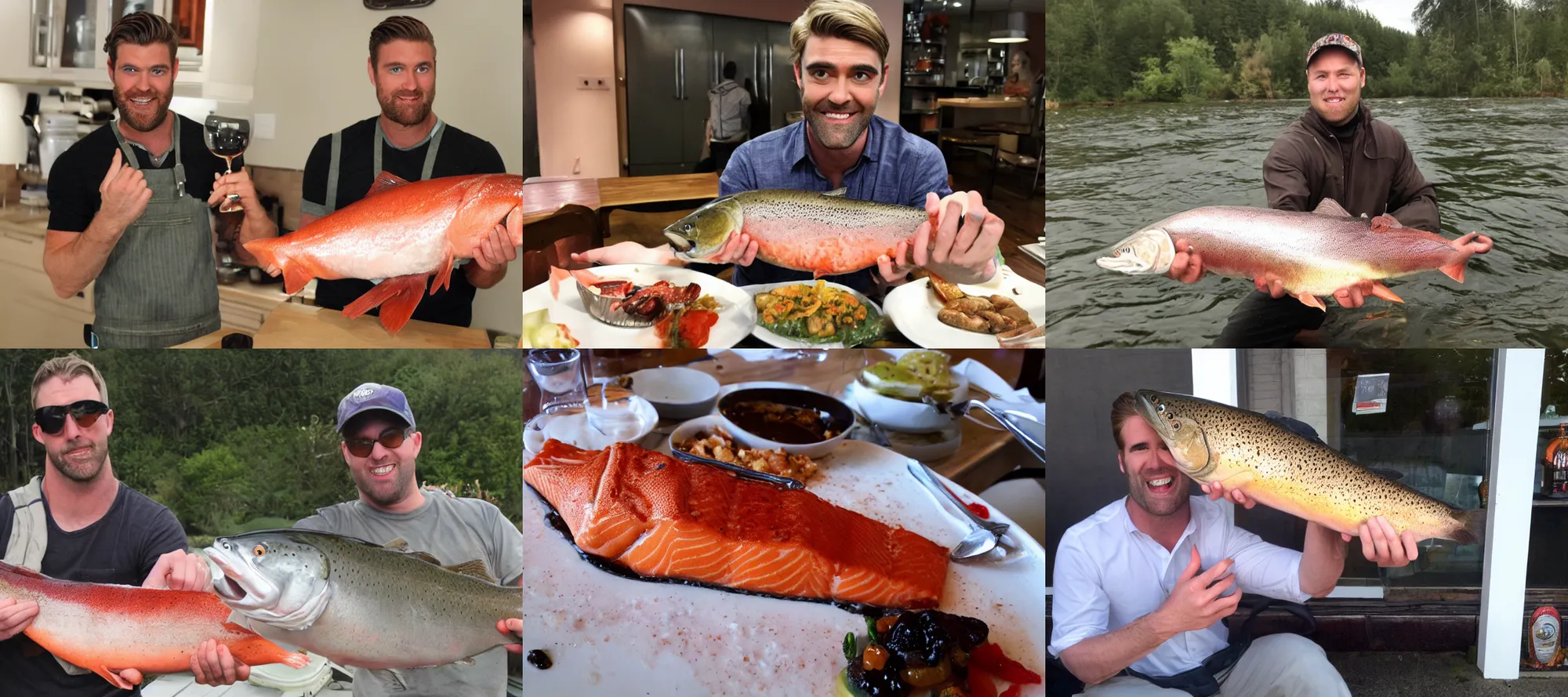 Prompt: rhett lamps a salmon