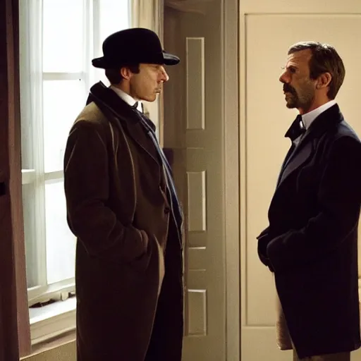 Prompt: sherlock holmes and gregory house having an argument