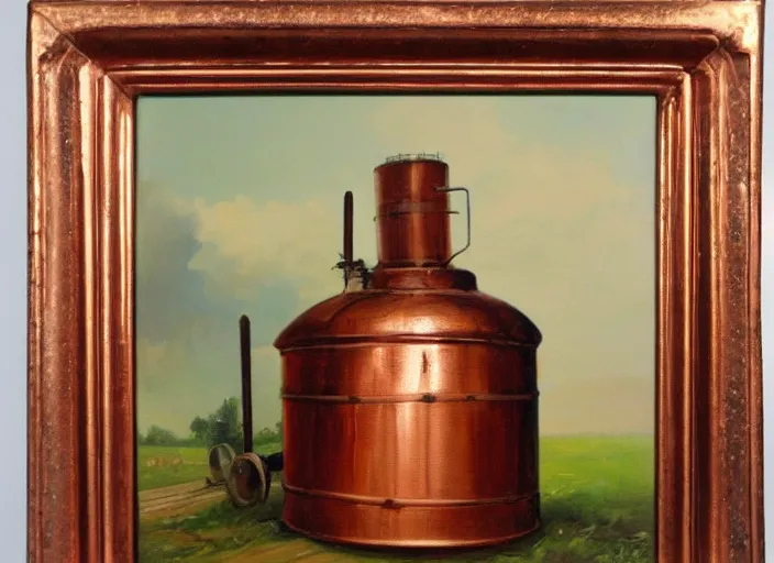 Prompt: oil painting of vintage copper still