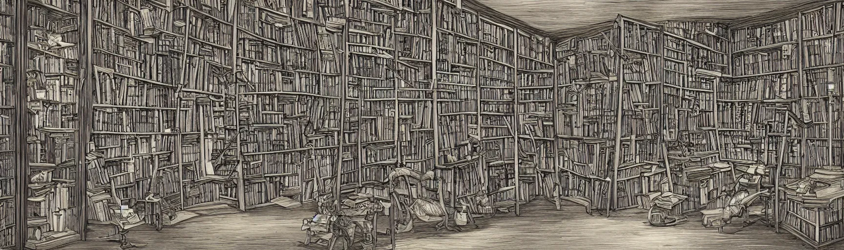 Prompt: an infinite library in the realm of pure atemporal logic all books have already been written in the style of a magical digital art illustration