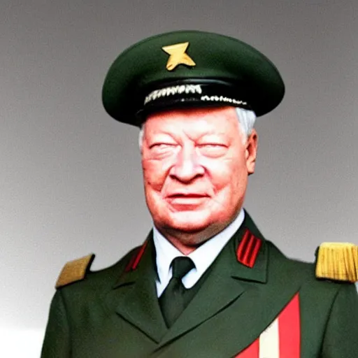 Prompt: yeltsin in military uniform, photo in color