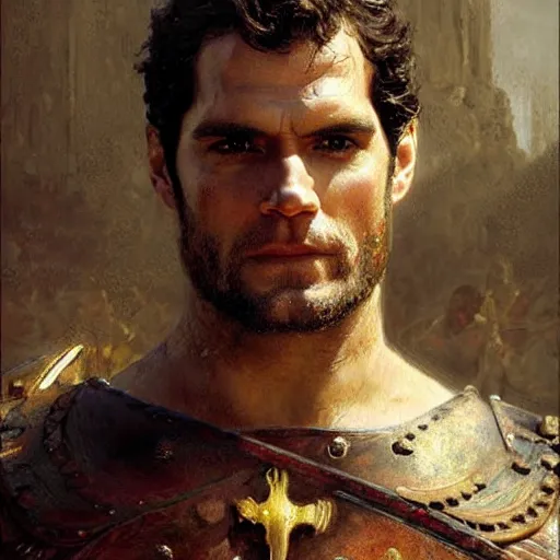 Image similar to Henry Cavill as a roman warrior, painting by Gaston Bussiere, Craig Mullins