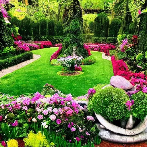 Image similar to a fairytale garden