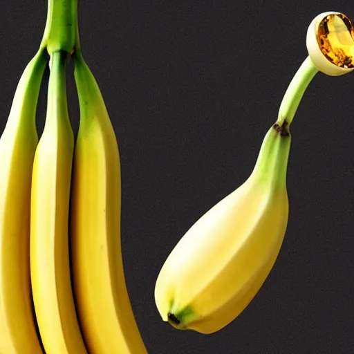 Prompt: A banana shaped topaz.