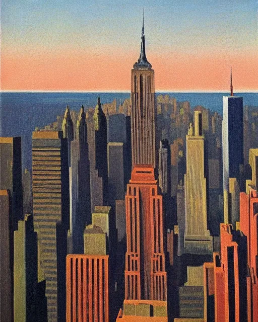 Prompt: new york city by rene magritte