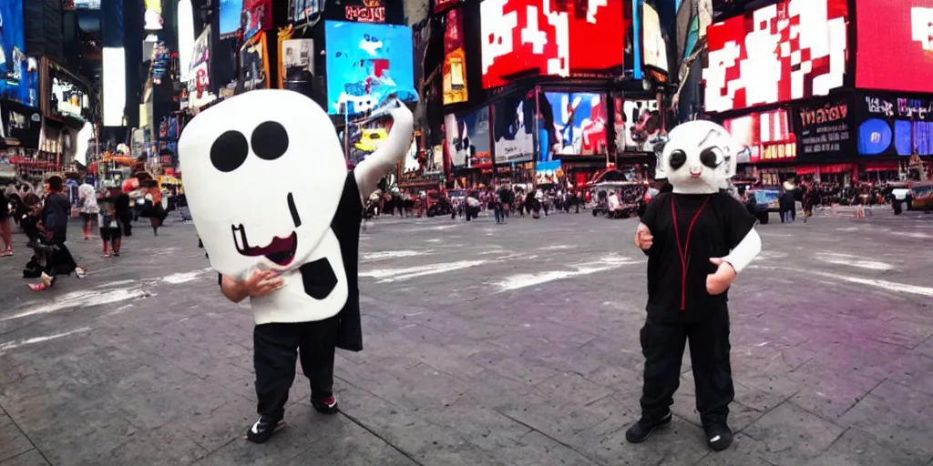 Prompt: isaac from the binding of isaac : rebirth in the middle of times square