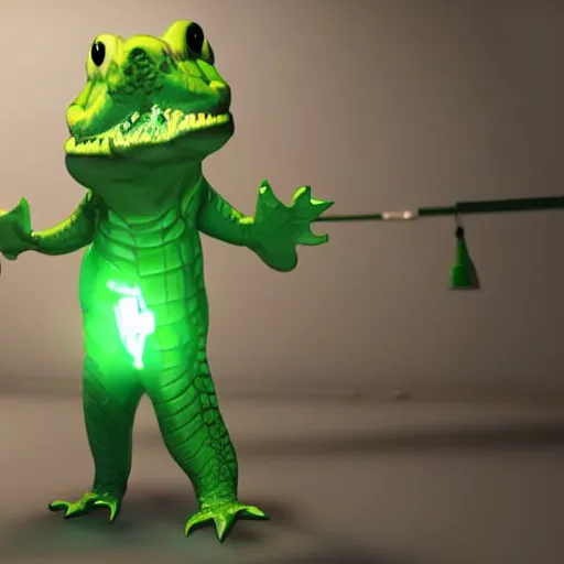 Image similar to crocodile crocodile dressed as a surgeon operating on a patient, fluorescent lightning, unreal engine 5
