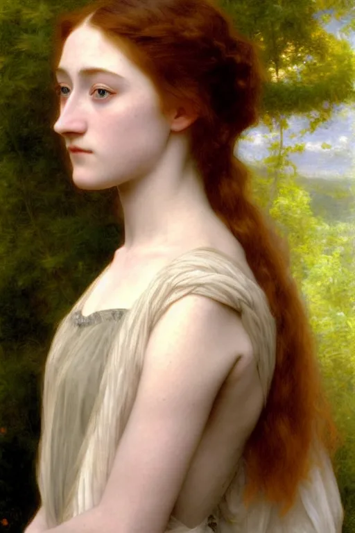 Image similar to saoirse ronan, painting by rossetti bouguereau, detailed art, artstation