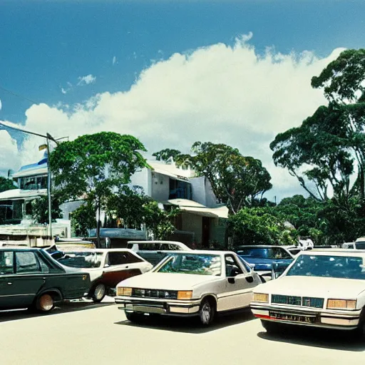 Prompt: classic scenes of noosa in 1 9 8 4