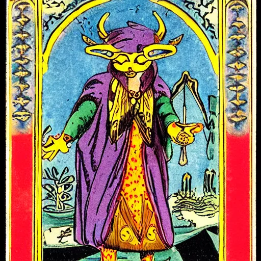 Prompt: Ornate tarot card of the magician