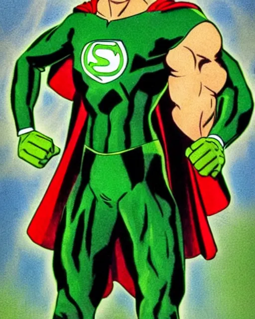 Prompt: supermen dressed like green lantern