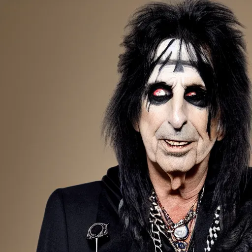 Image similar to alice cooper wearing a dark hooded cloak