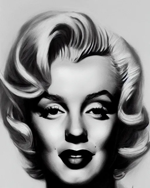 Image similar to charcoal portrait of Marilyn Monroe by Mandy Jurgens and Richard Schmid