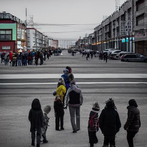 Image similar to moonwalker photo, lunar soil, people on the city street, a detailed photo of a future norilsk base, moon landscape, streetphoto